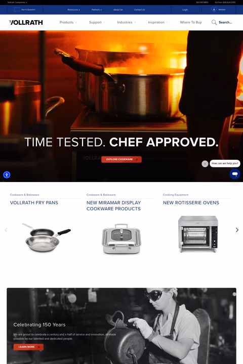 The Vollrath Company Homepage 1440px