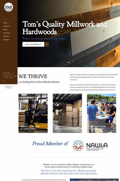 Toms Quality Millwork Homepage 1440px