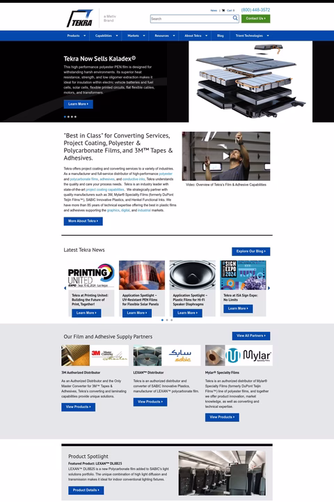 Tekra Corporation Homepage 1440px