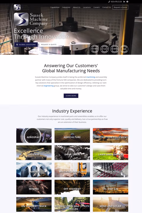 Sussek Machine Company Homepage 1440px
