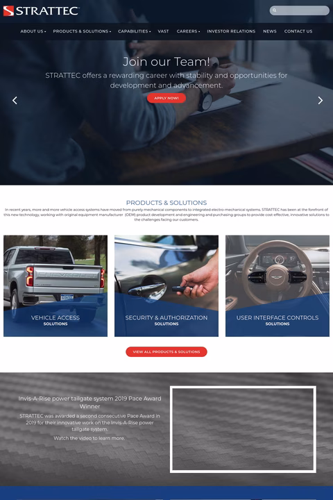 Strattec Security Corporation Homepage 1440px