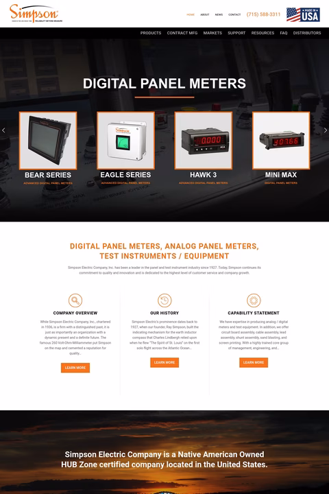 Simpson Electric Company Homepage 1440px