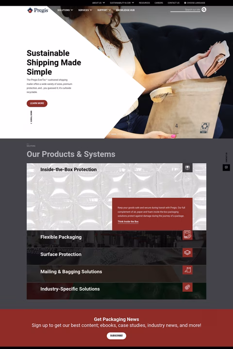 Pregis Homepage 1440px