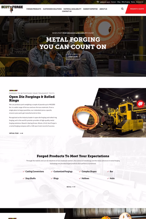 Scot Forge Company Homepage 1440px