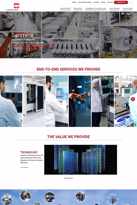 Sanmina Corporation Homepage 1440px