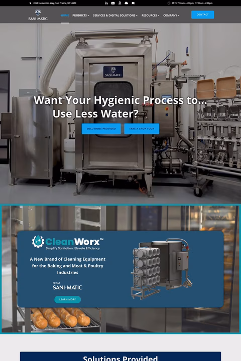 Sani Matic Inc Homepage 1440px