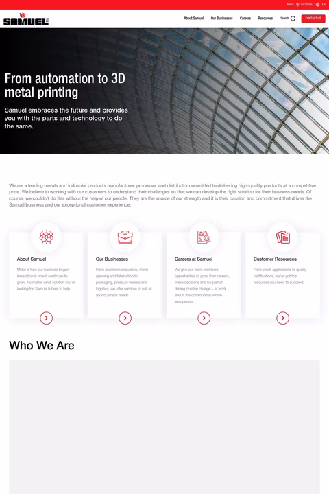 Samuel Pressure Vessel Group Homepage 1440px