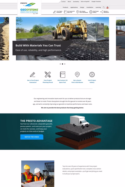 Presto Geo Systems Homepage 1440px