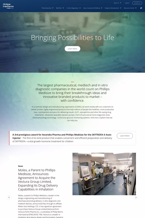 Phillips Medisize Corporation Homepage 1440px
