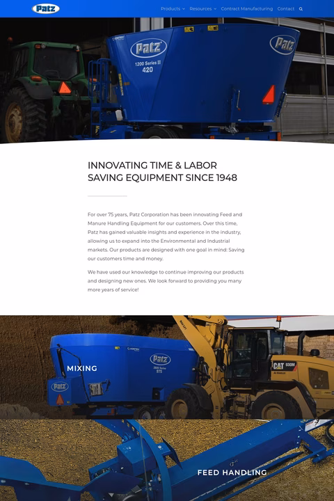 Patz Corporation Homepage 1440px