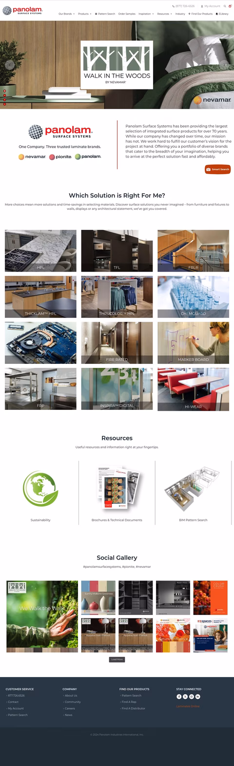 Panolam Industries International Homepage 1440px