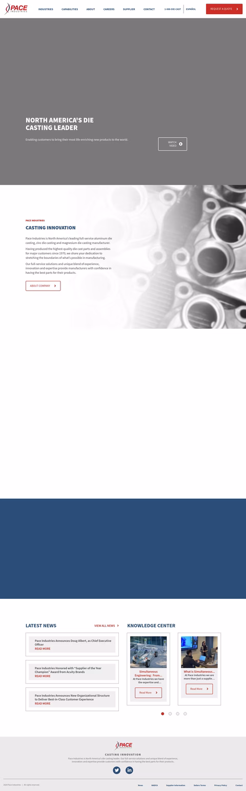 Pace Industries Homepage 1440px