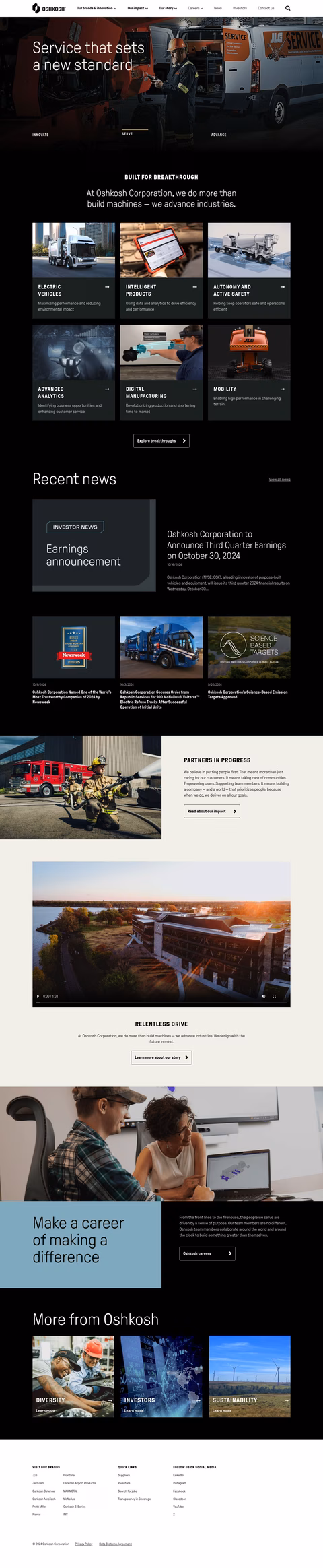 Oshkosh Corporation Homepage 1440px