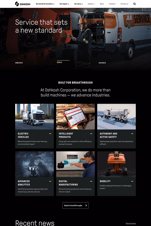 Oshkosh Corporation Homepage 1440px