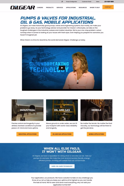 Oilgear Company Homepage 1440px