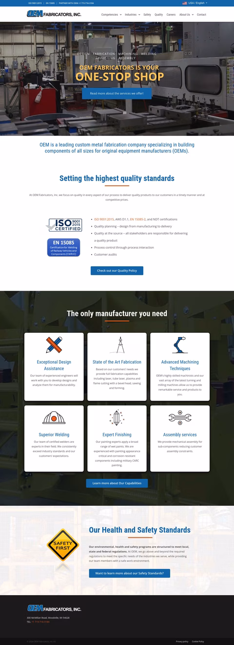 Oem Fabricators Inc Homepage 1440px