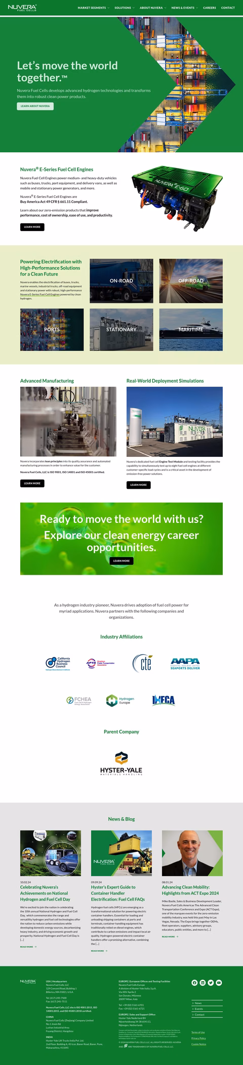 Nuvera Fuel Cells Homepage 1440px