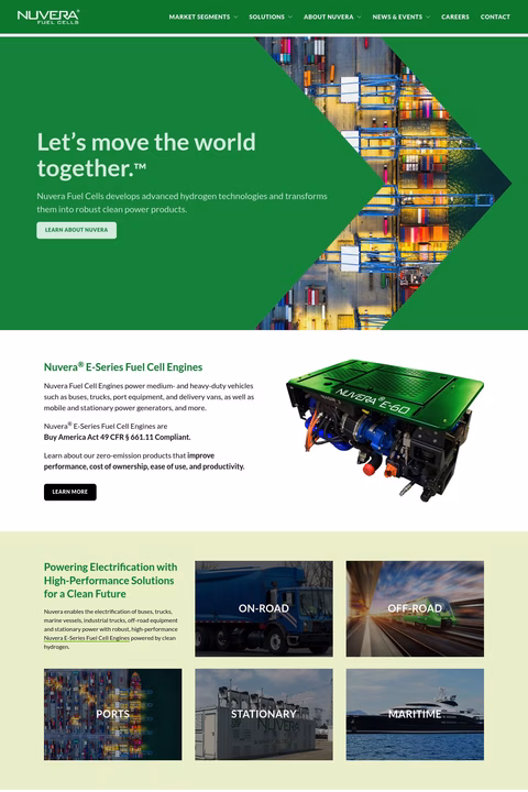 Nuvera Fuel Cells Homepage 1440px