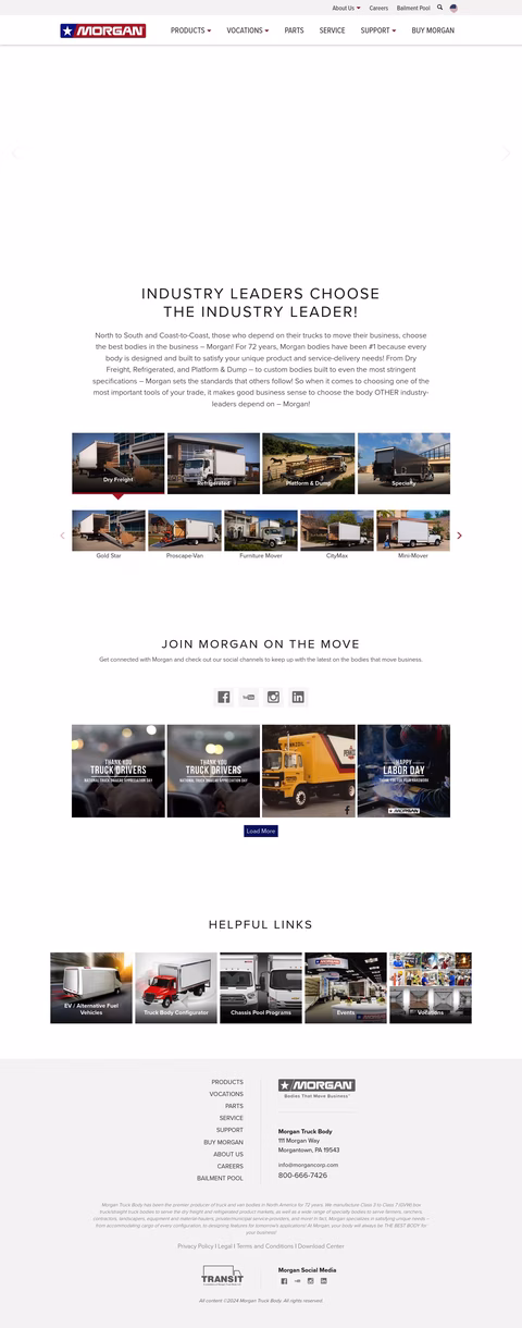 Morgan Truck Body Homepage 1440px