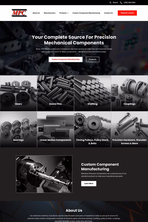 Miniature Precision Components Homepage 1440px