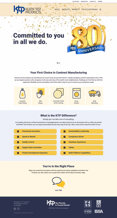Kleen Test Products Homepage 1440px