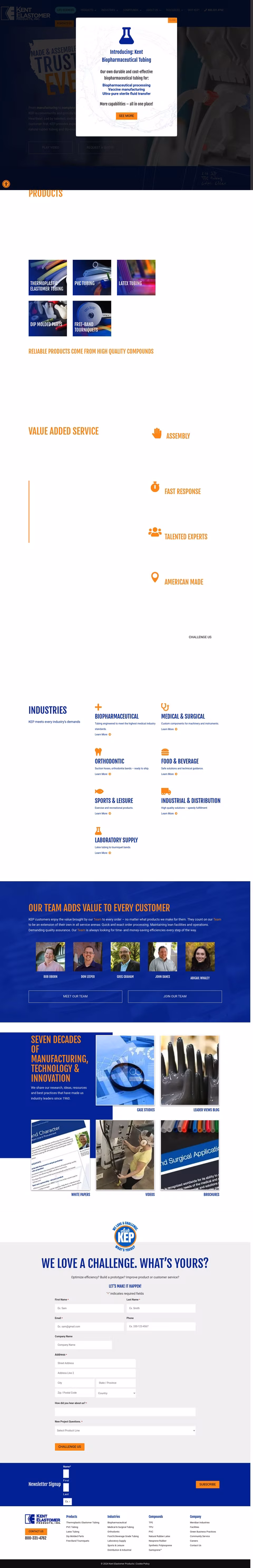 Kent Elastomer Products Homepage 1440px