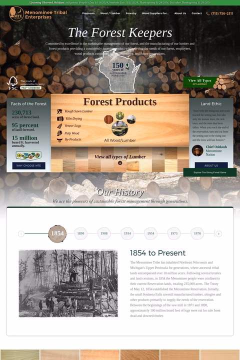 Menominee Tribal Enterprises Homepage 1440px
