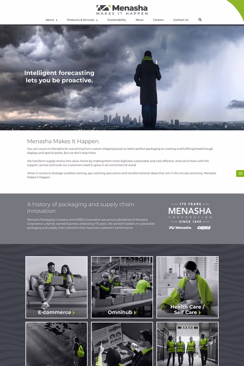 Menasha Packaging Company Homepage 1440px