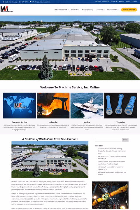 Machine Service Inc Homepage 1440px