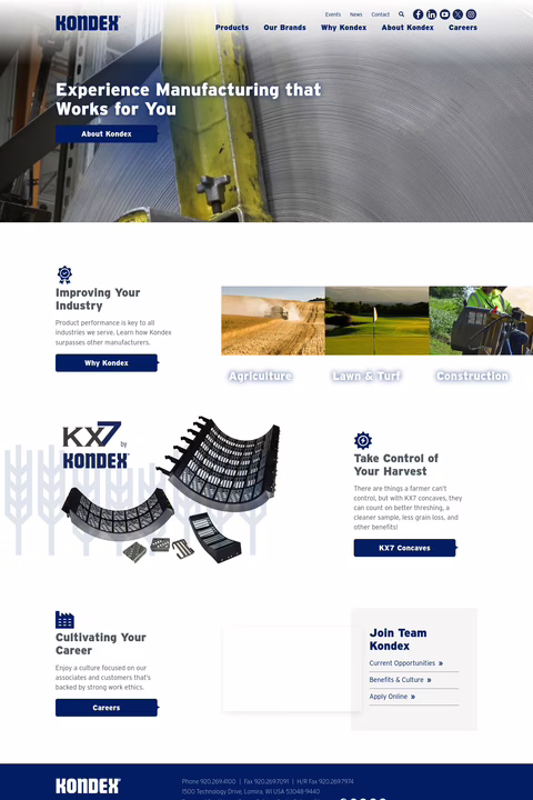 Kondex Corporation Homepage 1440px