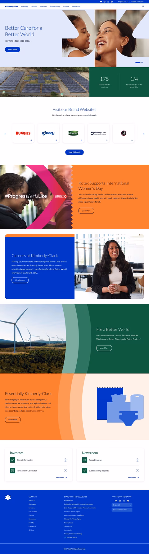 Kimberly Clark Corporation Homepage 1440px