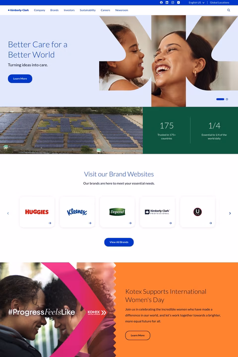 Kimberly Clark Corporation Homepage 1440px