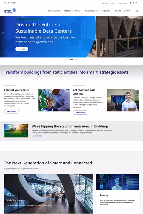 Johnson Controls Homepage 1440px