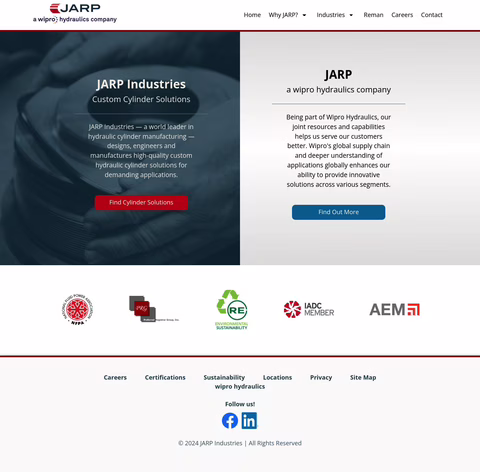 Jarp Industries Homepage 1440px