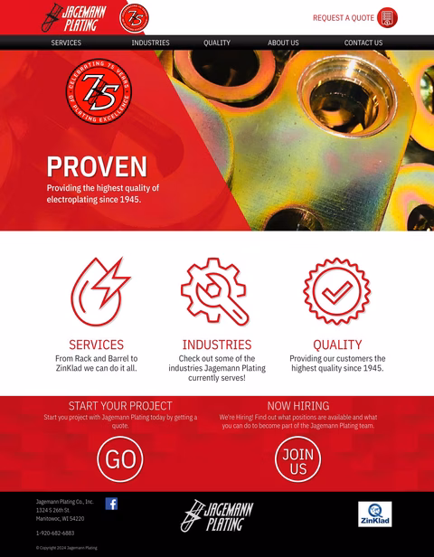 Jagemann Plating Company Homepage 1440px