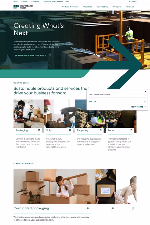 International Paper Company Homepage 1440px