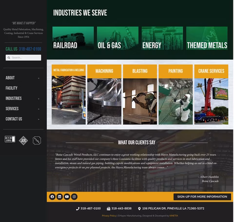 Hayes Manufacturing Homepage 1440px