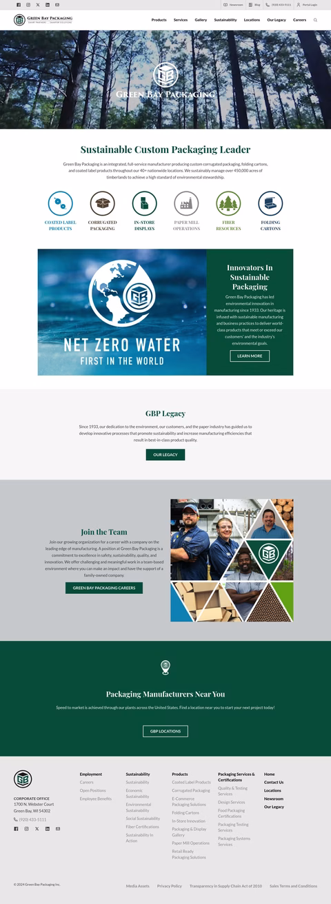 Green Bay Packaging Homepage 1440px