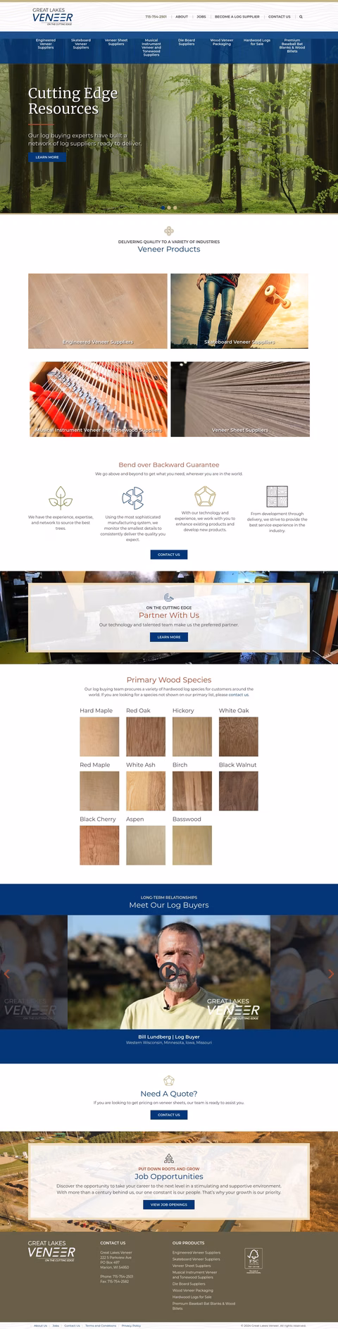 Great Lakes Veneer Inc Homepage 1440px