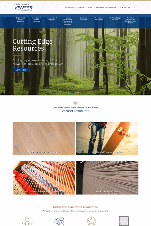 Great Lakes Veneer Inc Homepage 1440px