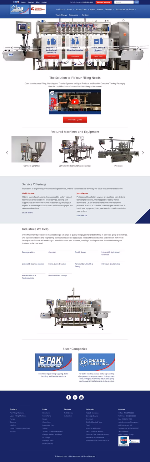 Oden Machinery Homepage 1440px
