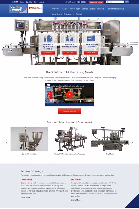 Oden Machinery Homepage 1440px