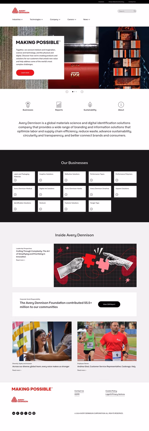 Avery Dennison Homepage 1440px