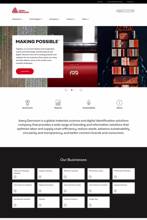 Avery Dennison Homepage 1440px