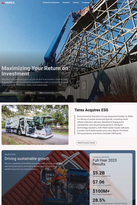 Terex Corporation Homepage 1440px