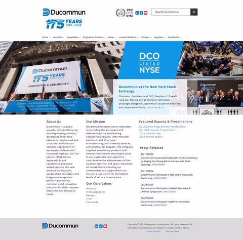 Ducommun Incorporated Homepage 1440px