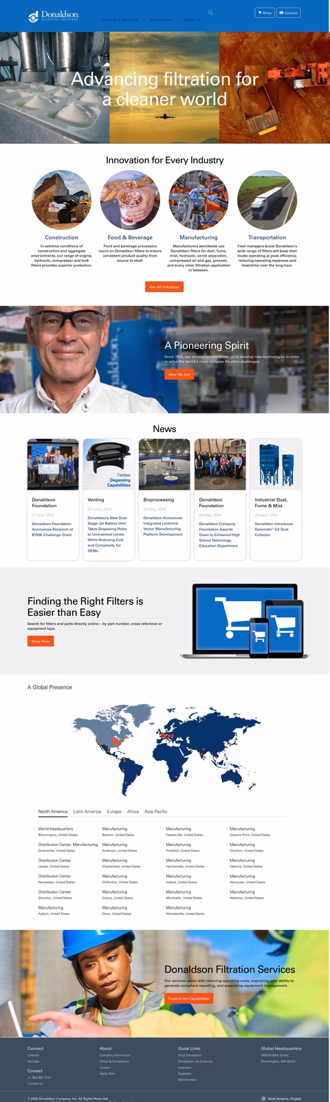 Donaldson Company Homepage 1440px