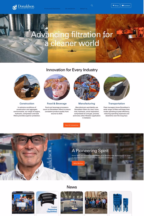 Donaldson Company Homepage 1440px