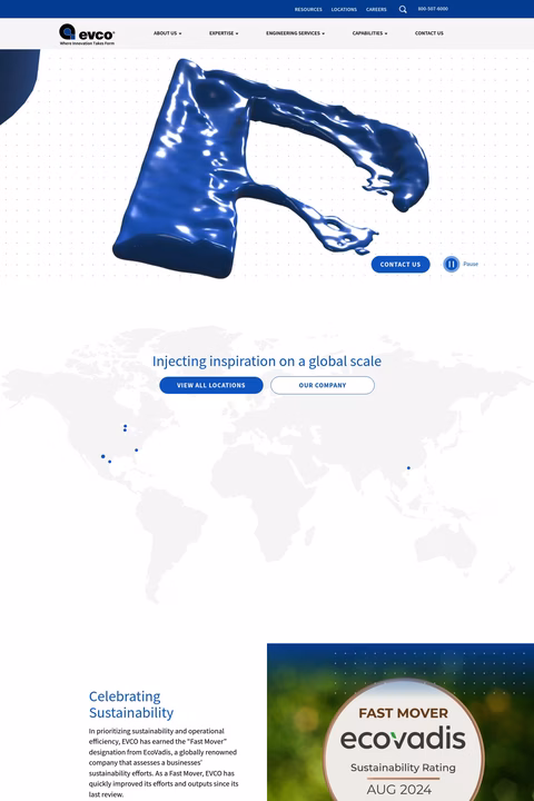 Evco Plastics Homepage 1440px