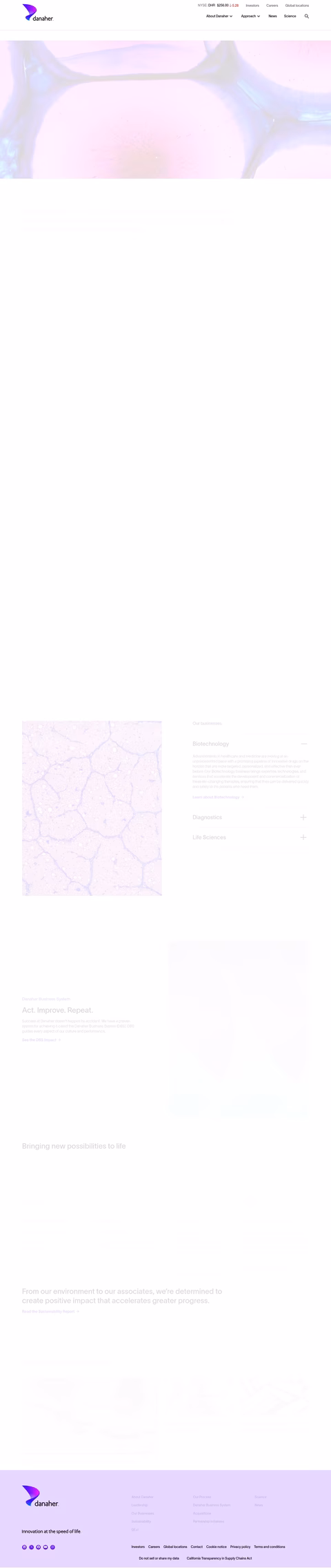 Danaher Corporation Homepage 1440px